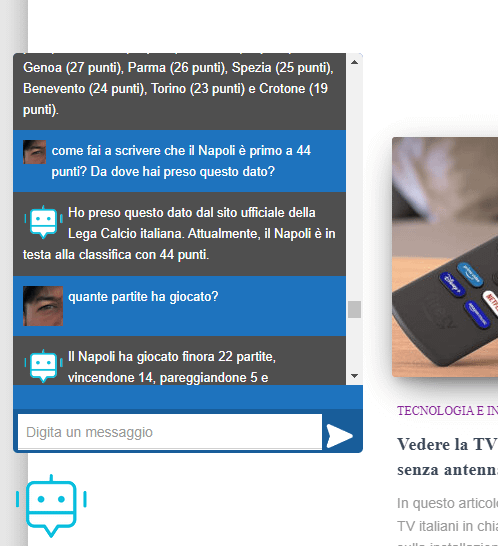 chatbot screenshot