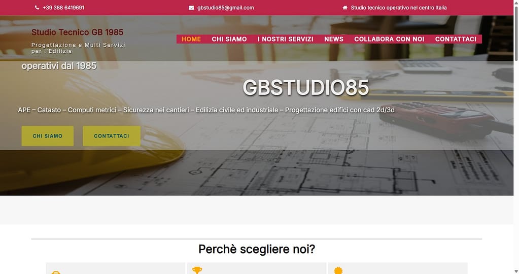 Home page del sito GBSTUDIO85, studio tecnico per l'edilizia