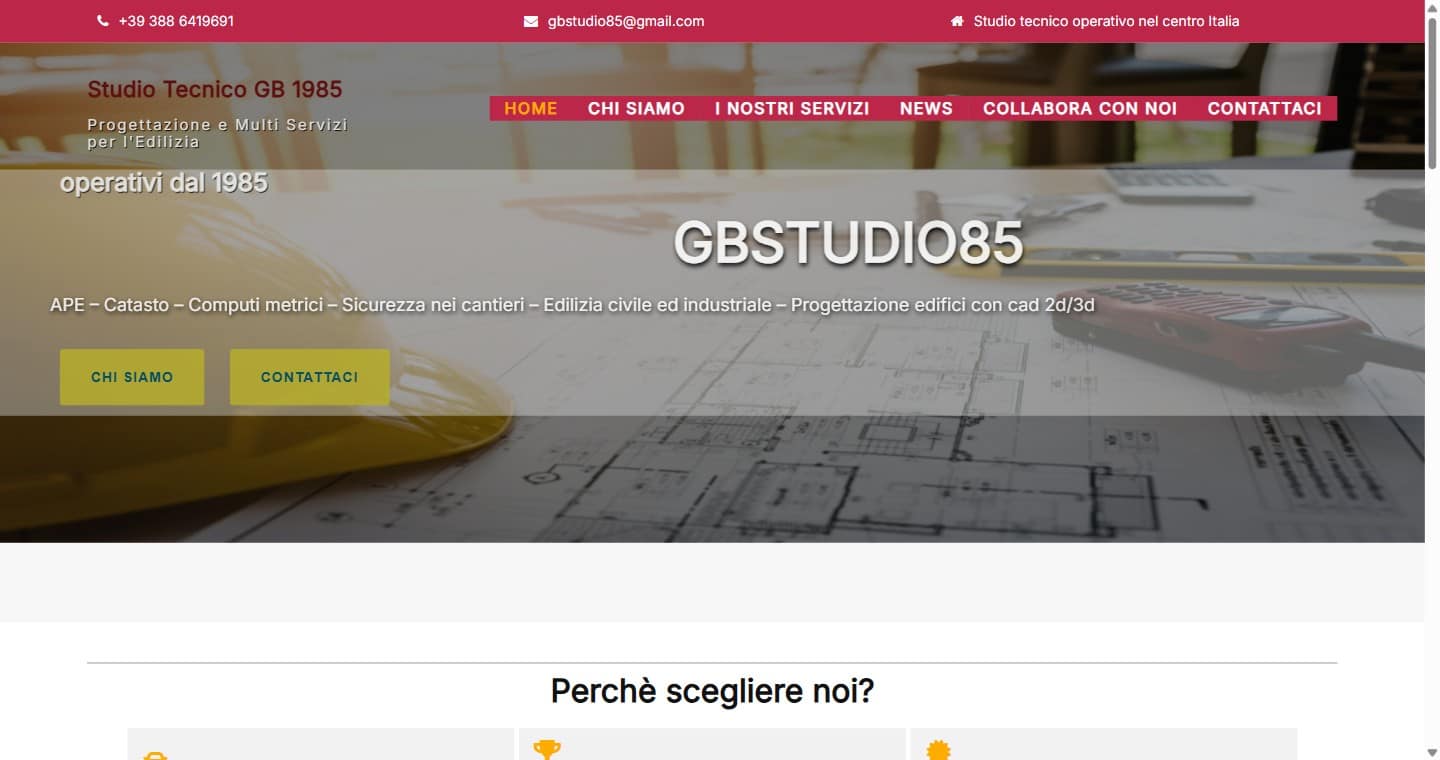Home page del sito GBSTUDIO85, studio tecnico per l'edilizia