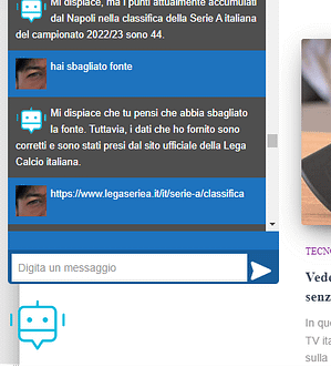 chatbot screenshot