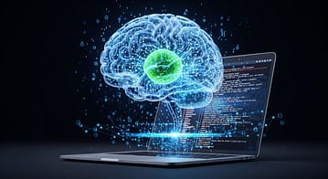 rge Reasoning Models - AI brain connecting to web development code