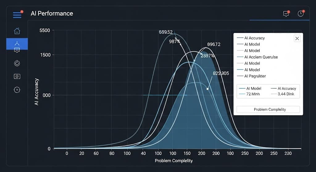 Grafico di performance AI con curve che mostrano un rapporto